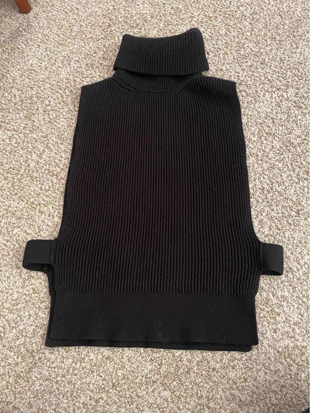 Anthropologie Ribbed Knit Turtle‎ Neck Open Side Sweater Vest One Size Black